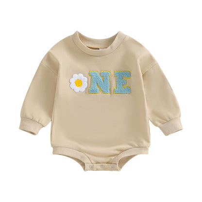 Baby Rompers Letters Golden Edge Embroidery