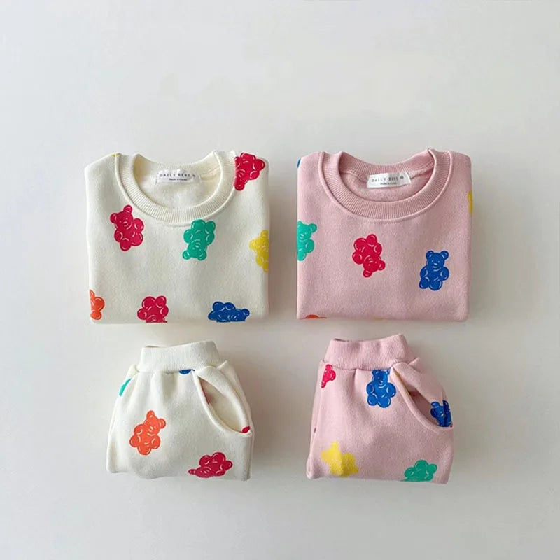 Gummy Bears Tracksuit Baby Girl Sweet Loose Pullover Sweatshirts+Trousers 2pc