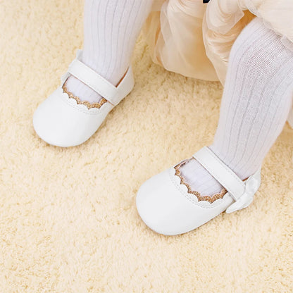 Baby Girls Princess Flats Soft Sole Non-Slip Sweet Crib Shoes Adorable PU Leather