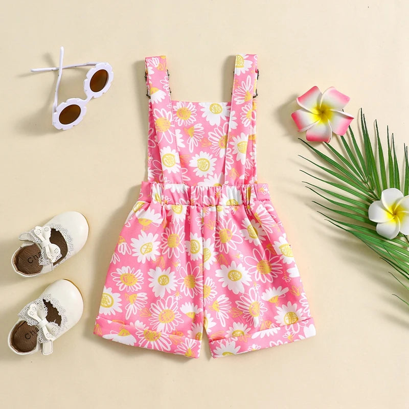 Little Girl Casual Floral Print Sleeveless Romper Jumpsuit for Newborn