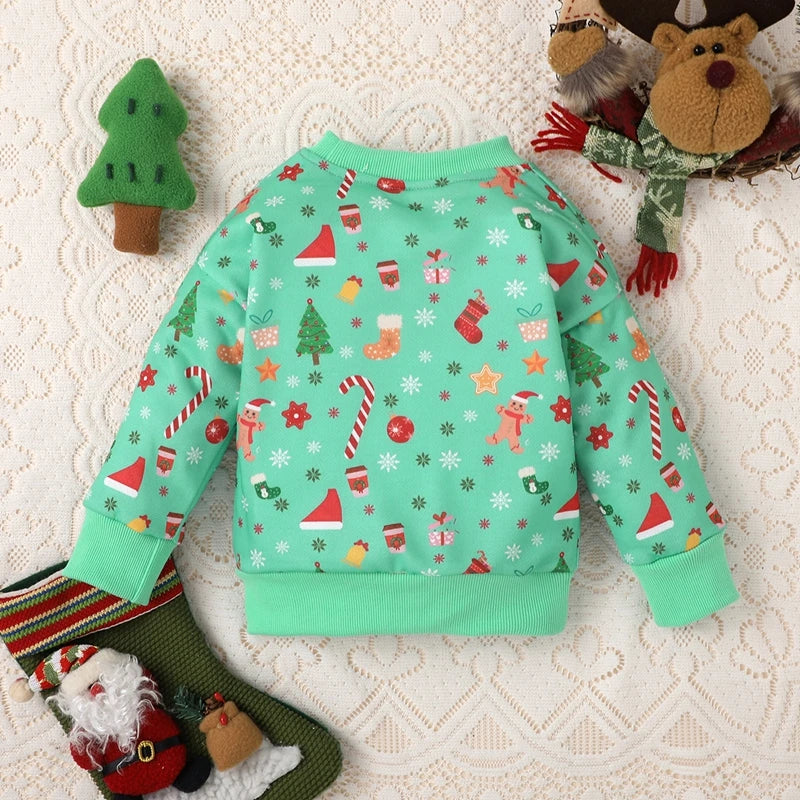 Toddler Christmas Sweatshirts Casual Long Sleeve Cartoon/Snowflake/Panda Print