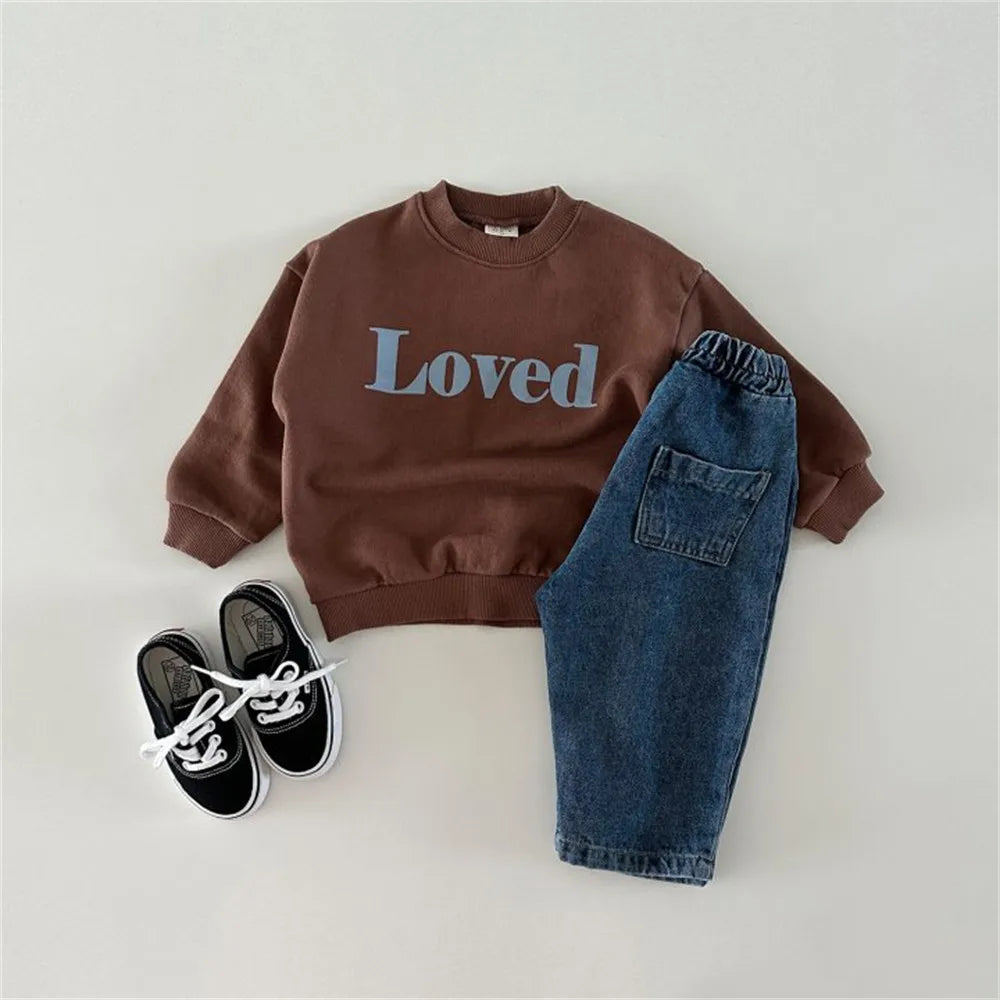 Children Casual Sweatshirt Fashion Letter Design Baby Tops Boys Girls Pullover