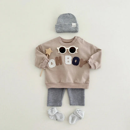 Baby Boy Girl Clothes Set Letter Pattern Top+Pants 2PCS