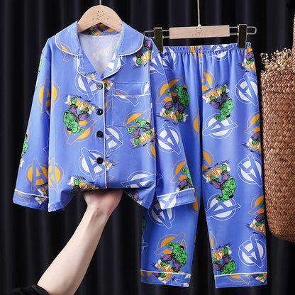 Children's Pajamas Set Long Sleeve Trousers Cool Superheroes Suit