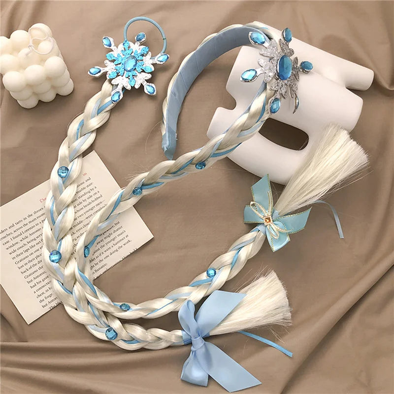 Girls Braid Headbands Soft Cute Cartoon Princess Hair Hoop Hairstyle Accessories