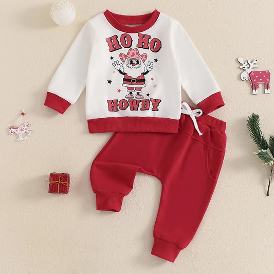 Toddler Girl Boy Christmas Outfit, Letter Print Long Sleeve Sweatshirt Pants