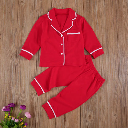 Baby Boy Girl Pajamas Set Long Sleeve Button Down Shirt Top Pants