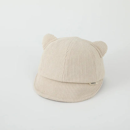 Baby Cute Cartoon Ribbed Peaked Cap Boy Warm Corduroy Baseball Hat