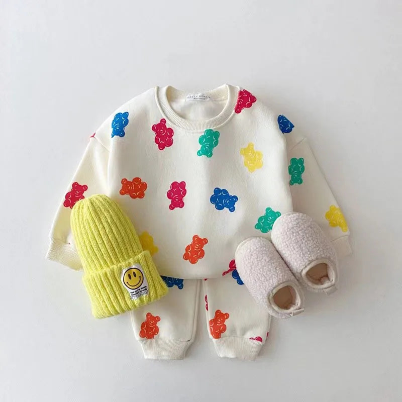 Gummy Bears Tracksuit Baby Girl Sweet Loose Pullover Sweatshirts+Trousers 2pc