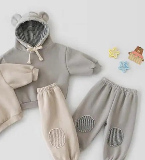 Cute Bear Hooded Sweatshirt + Sport Pants 2pcs Set Hoodie Suit