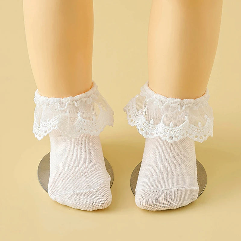 Girls Socks Eyelet Ruffle Lace Socks Toddler Lace Dressy Short Socks