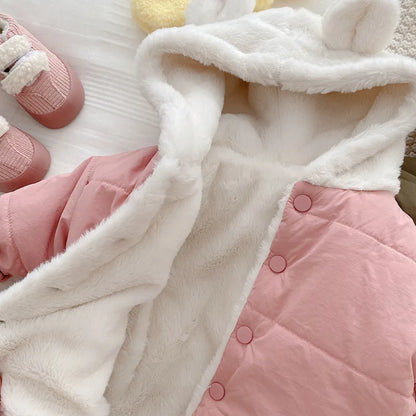 Baby Girls Clothes Fur Lining Hoodie Jacket  Cotton Fleece Boys Coat