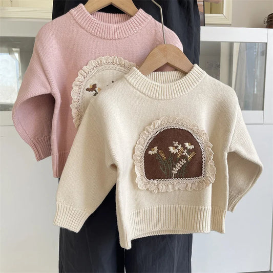 Girls Knitted Sweater Children Outerwear Pullover Knitwear For Girl Tops