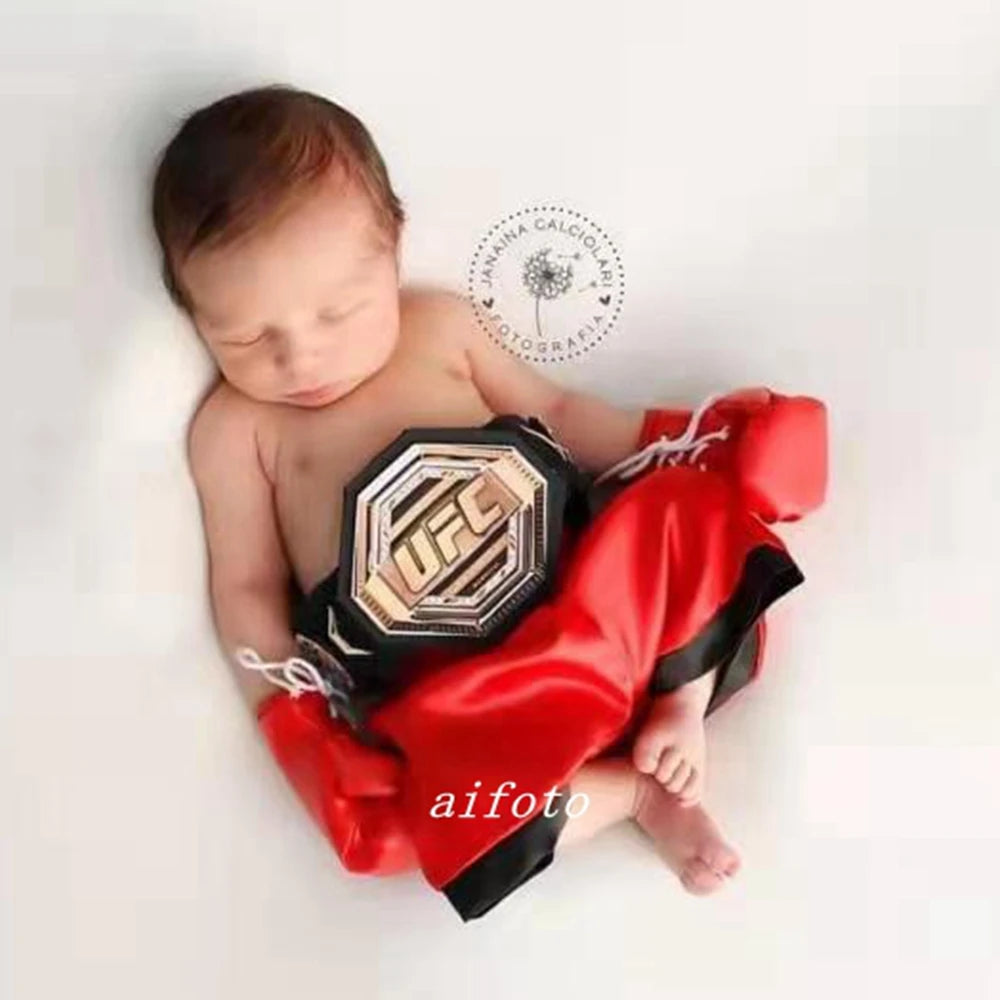 Infant Photo Fight Boxing Glove Shorts For Baby Boxer Red Robe And Pants Set