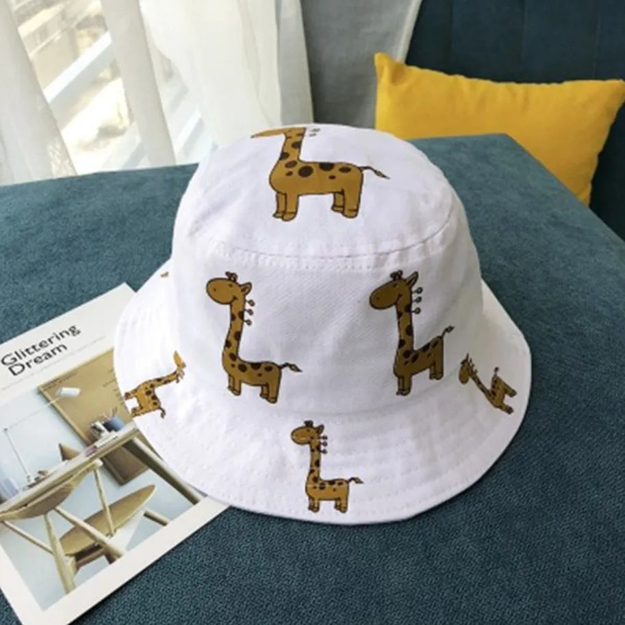 Summer Baby Bucket Hats Boys Girls UV Sunhat Kids Cotton Giraffe Beach Hat Child Accessories