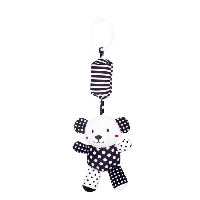 Newborn Black White Visual Grab Ability Training Toys Stroller Bed Hanging Bell Plush Doll