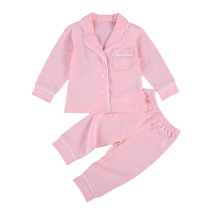 Baby Boy Girl Pajamas Set Long Sleeve Button Down Shirt Top Pants