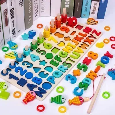 Children Busy Board Count Shape Colors Match Fishing Puzzle Learning Toys Gifts