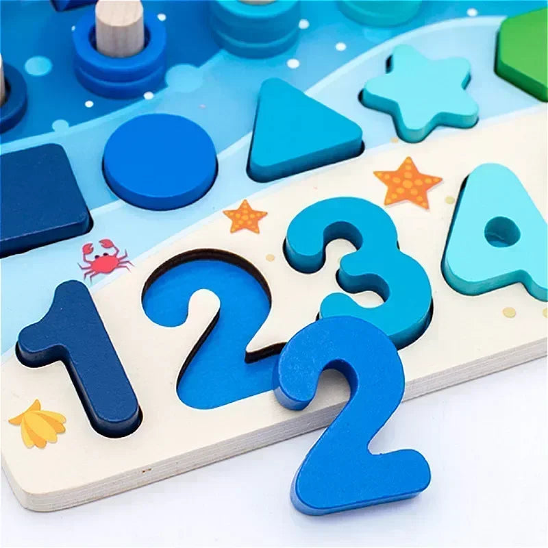 Children Busy Board Count Shape Colors Match Fishing Puzzle Learning Toys Gifts