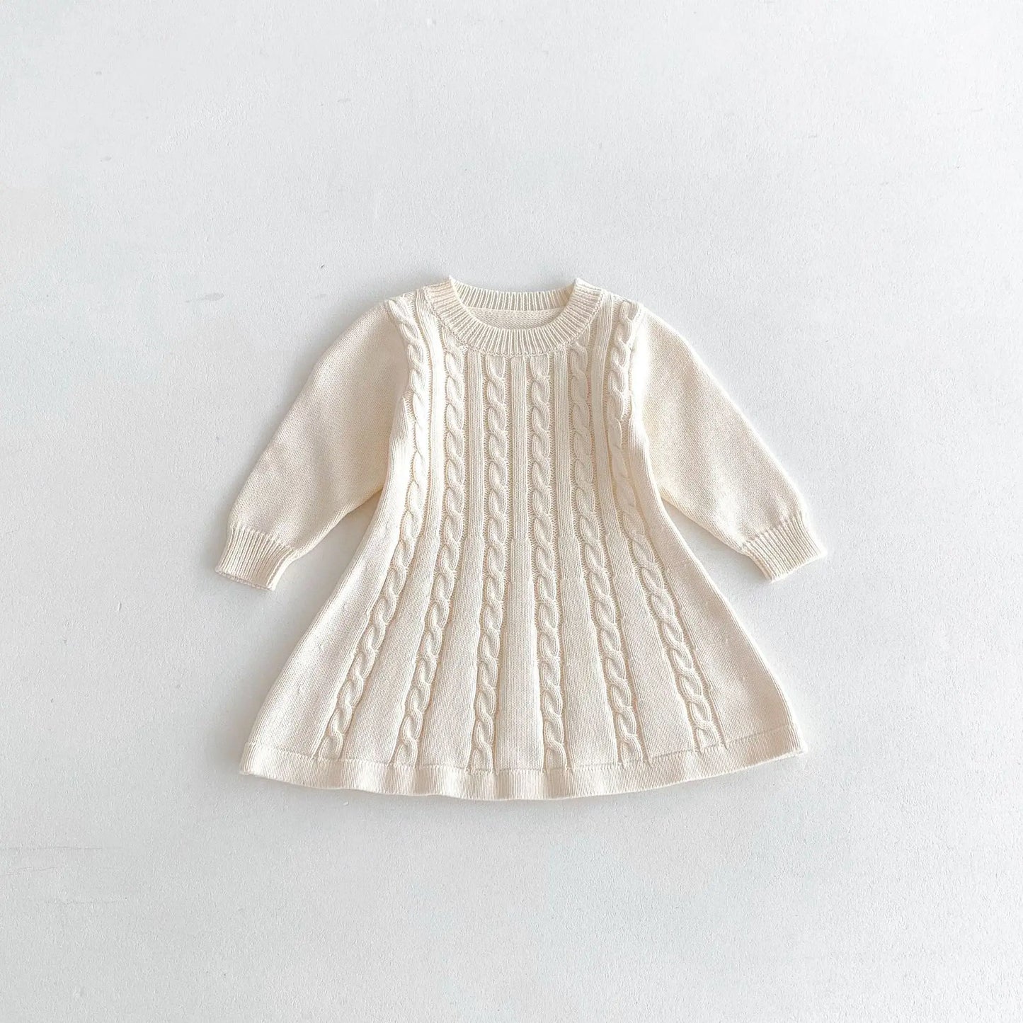 Baby Girls Solid Casual Dress Winter Warm Sweater Dress Kids Clothes