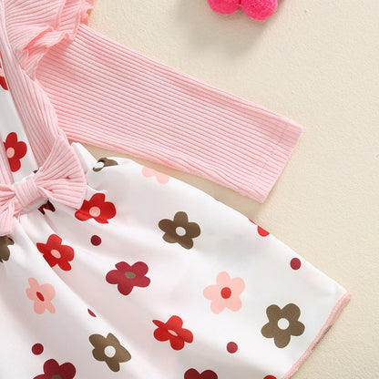 Baby Girls Flower Print  Bodysuits with Headband