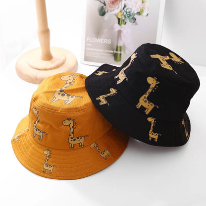 Summer Baby Bucket Hats Boys Girls UV Sunhat Kids Cotton Giraffe Beach Hat Child Accessories