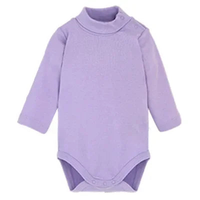 Newborn Baby Girls Long-Sleeve Cotton High-Necked Bodysuit Playsuit