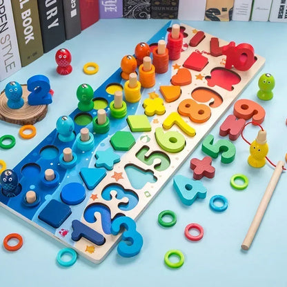 Children Busy Board Count Shape Colors Match Fishing Puzzle Learning Toys Gifts