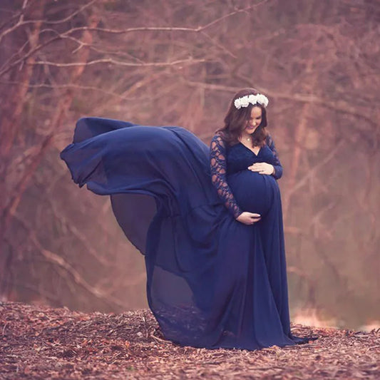 Lace Stitching Pregnant Woman Dress Maternity Dress For Photo Shoot Robe Grossesse Baby Shower Dress Maternity Photography Dress