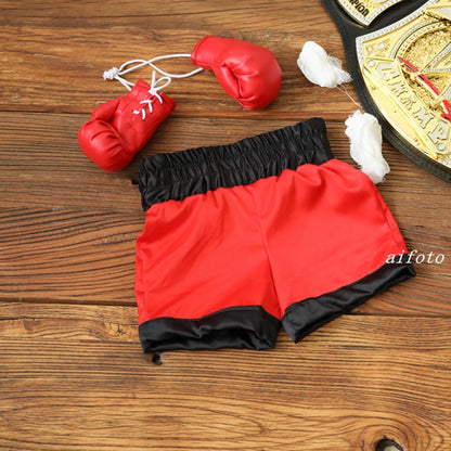 Infant Photo Fight Boxing Glove Shorts For Baby Boxer Red Robe And Pants Set