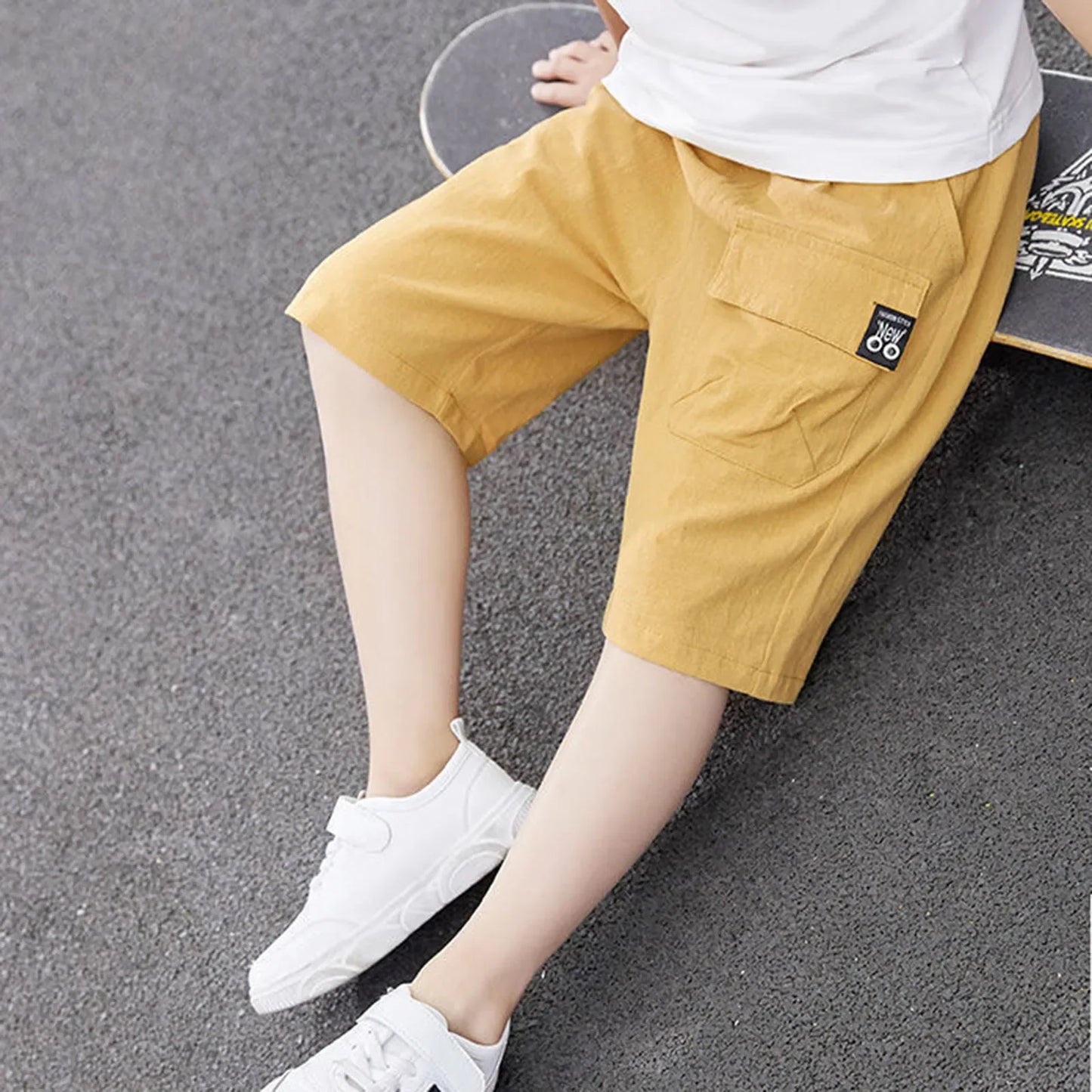 Boys Shorts With Pocket Spring Summer Shorts Cotton Elastic Waist Fashion Short Pants