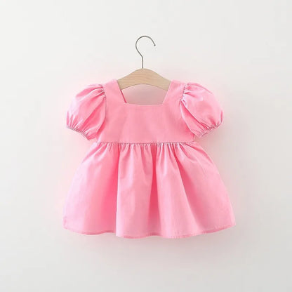 baby girl dress Beach Fashion Print Cute Bow Flower Princess Dress+Hat