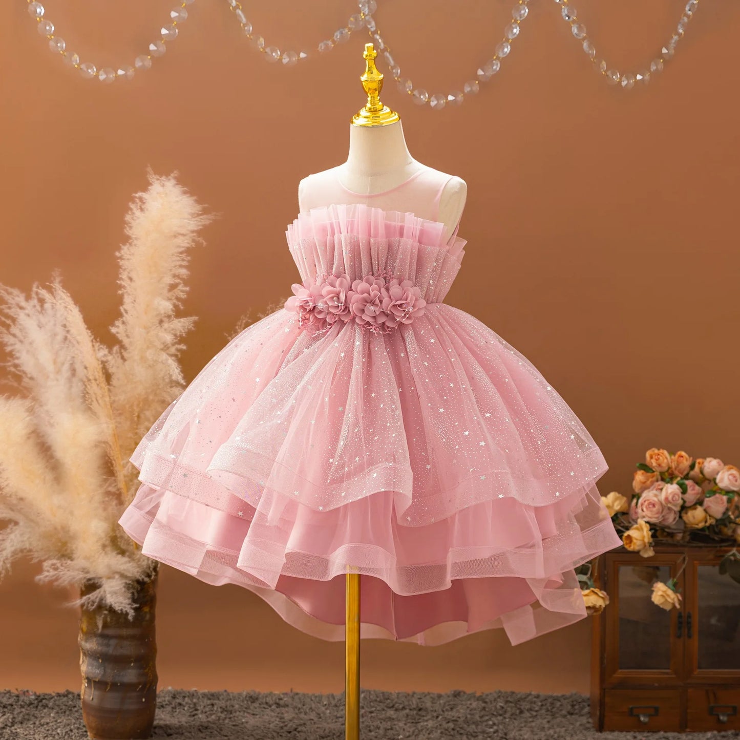 Flower Girl Dresses for Weddings Lace Kids Trailing Elegant Prom Galaxy Children