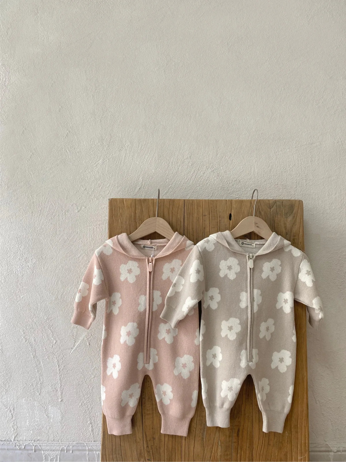 Baby Long Sleeve Knit Romper Newborn Flower Print Sweater Hoodie Jumpsuit