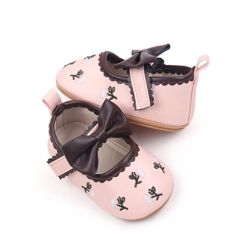 Baby Girls Mary Jane Flats Casual Shoes Cute Floral Embroidery Dress Shoes