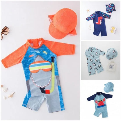 boys girls swimwear with cap surfing Wear swimming suit infant bathing Suit