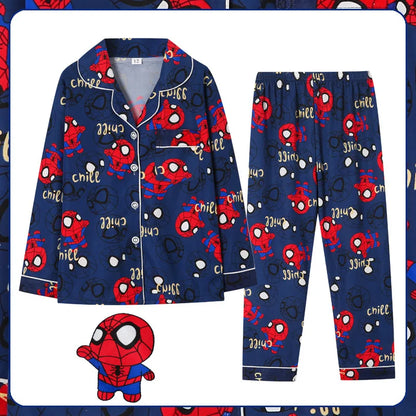 Children's Pajamas Set Long Sleeve Trousers Cool Superheroes Suit