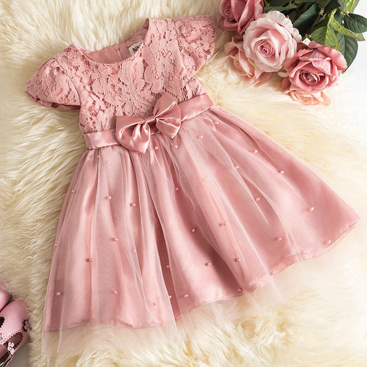 Baby Girls Dress for Summer Flower Lace Vestidos Wedding Party Kids Dresses