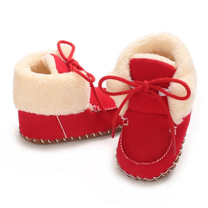 Winter Snow Boots Warm Tie Up Baby First Walker Shoes for Christmas,