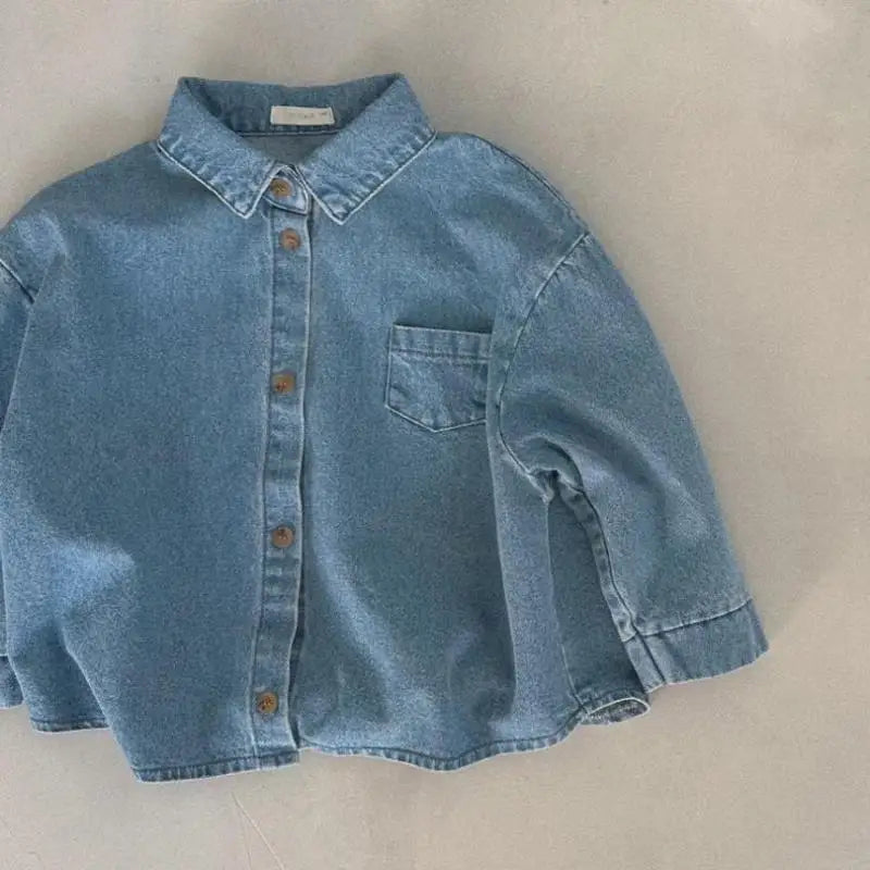 Boy Baby Casual Denim Coats Newborn Solid Cardigan Losse Long Sleeve Tops