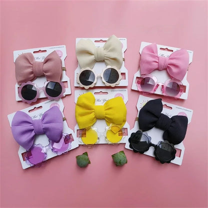 Sunglasses Headband Set Baby Girls Flower Frame UV380 Sun Protection Glasses