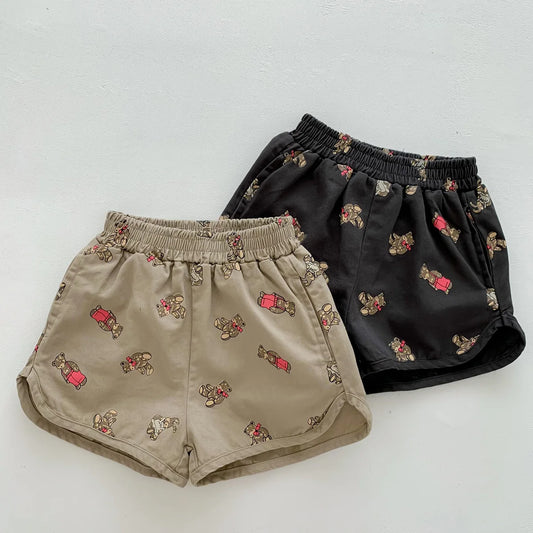 Children Boys Casual Short Pants Girl Cute Bear Print Boutique Hot Short Trousers