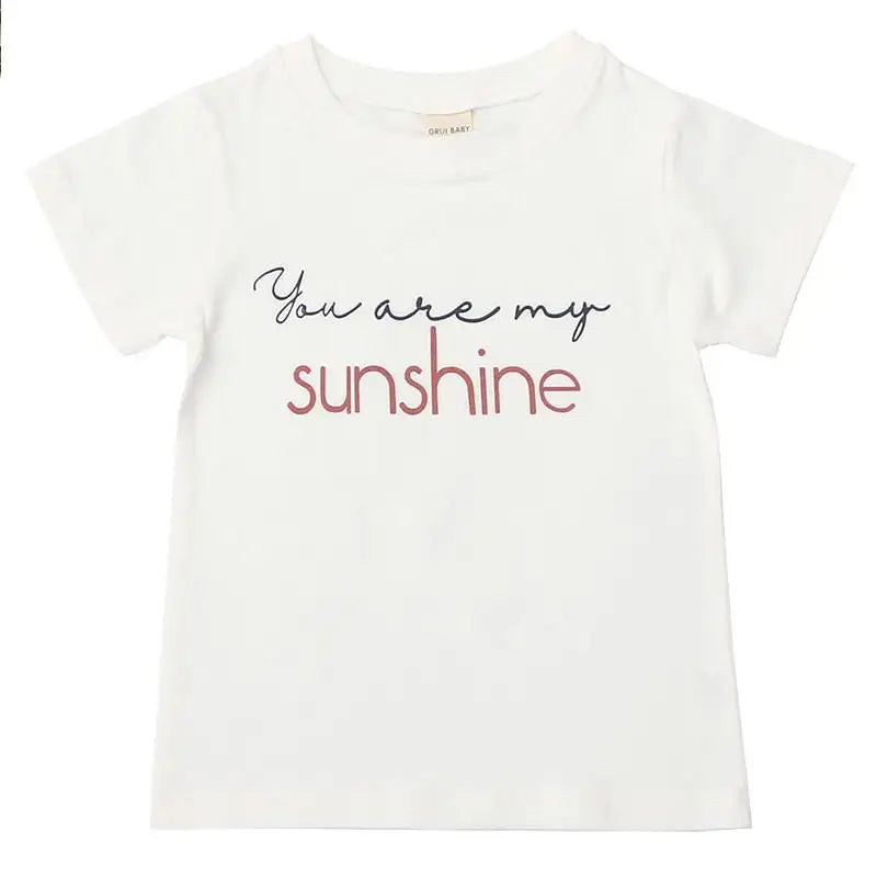 Girls Boy White T Shirt Fashion Print Kids Short Sleeve T-shirt Funny Letters Tops