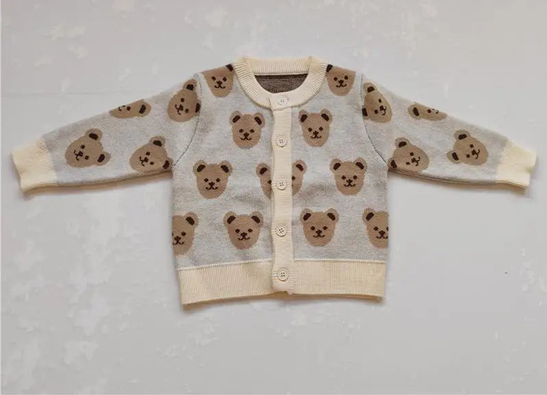 Baby Boys Cartoon Bear Cardigans Outwear Children Clothes Kids Girls Knitwear Jacket