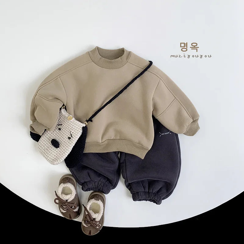 New Sweat Pants Boys Warm Pants Plus Velvet Thick Girls Versatile Trousers