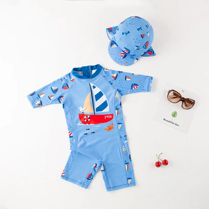 boys girls swimwear with cap surfing Wear swimming suit infant bathing Suit