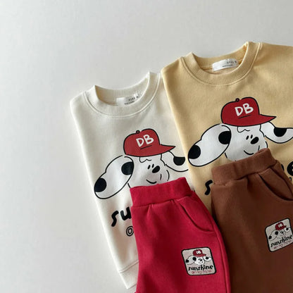 New Baby Cartoon Clothes Sets Infant Dog Print Sweatshirt + Pants 2pcs