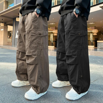 Teen Boys Cargo Pants Loose Casual Fashion Children Trousers Pockets Design