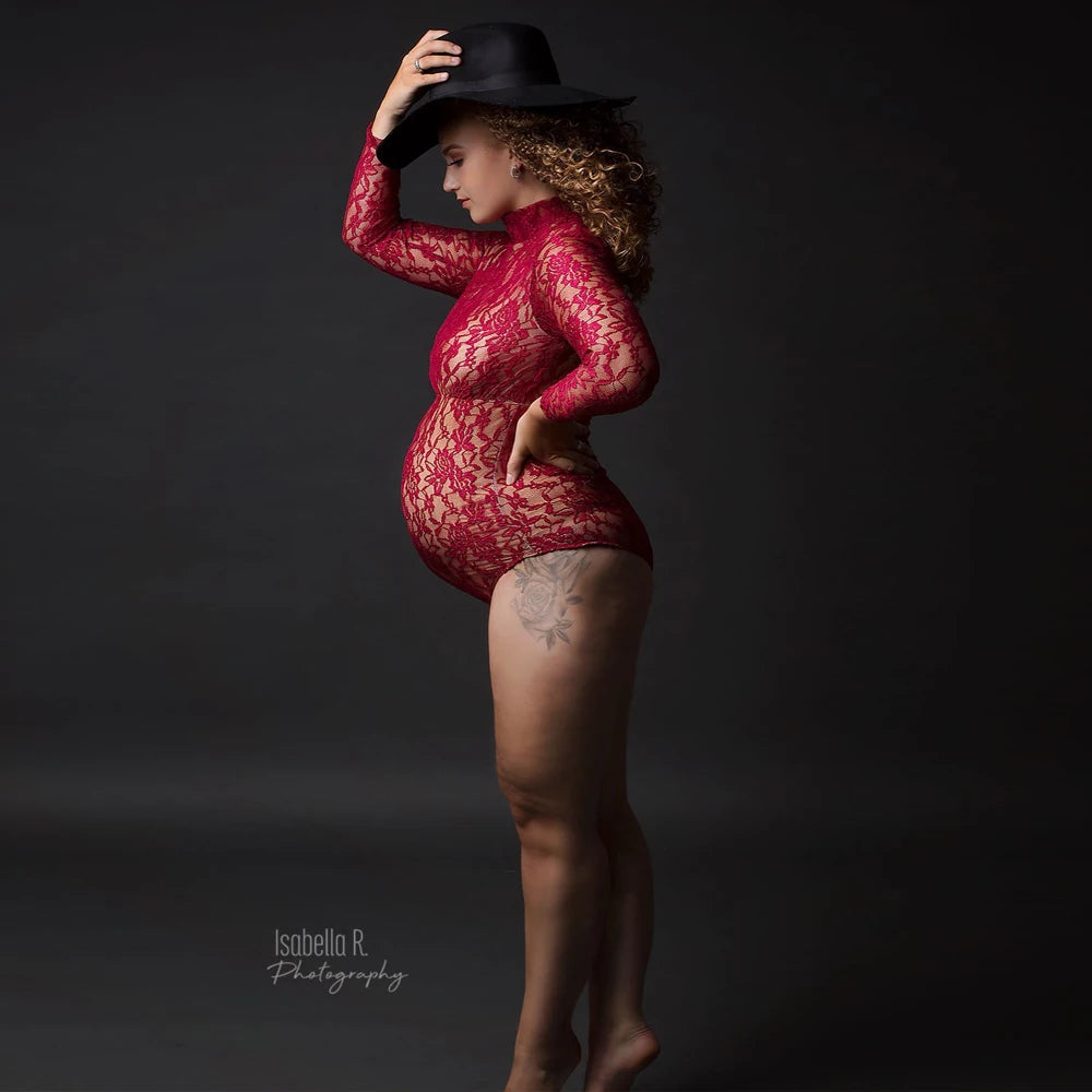 Maternity Photography Props Dress Sexy Lace Bodysuit Stretch fabric pregnancy Dress For Women