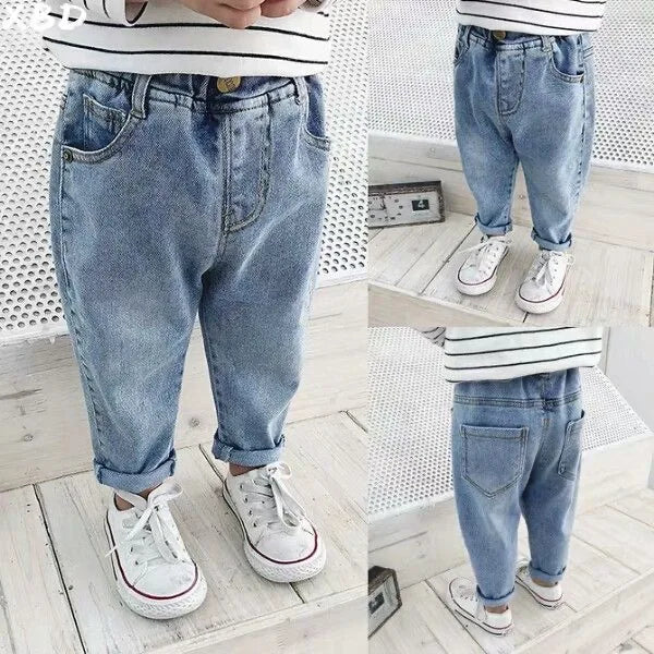 Children's porn jeans, boys with loose fashion dad pants trousers